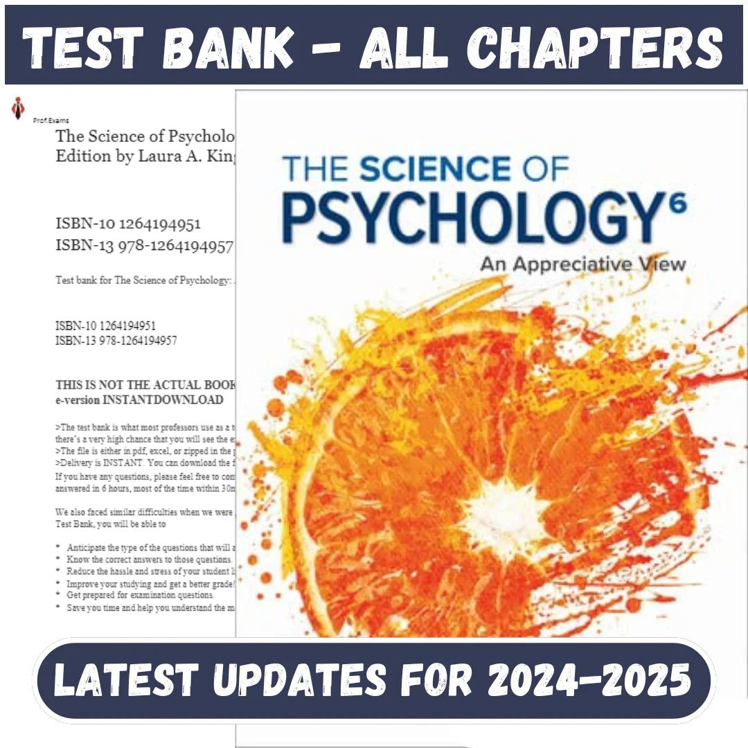 Test Bank for Science of Psychology An Appreciative View 6th Edition by King-Socratu