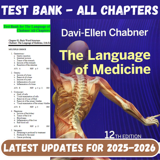 Test Bank for The Language of Medicine 12th Edition by Davi-Ellen Chabner-Socratu