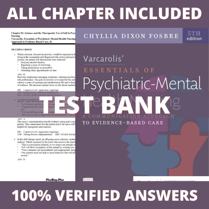 Test Bank for Varcarolis Essentials of Psychiatric Mental Health Nursing 5th Edition (Fosbre, 2023)-Socratu