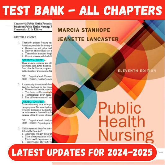 Test Bank for public health nursing: Population-Centered Health Care in the Community 11th Edition by Marcia Stanhope-Socratu