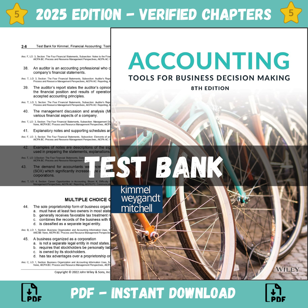 Test bank – Accounting Tools For Business Decision Making 8th Edition (Paul D. Kimmel, 2023)-Socratu