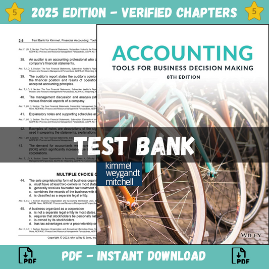 Test bank – Accounting Tools For Business Decision Making 8th Edition (Paul D. Kimmel, 2023)-Socratu
