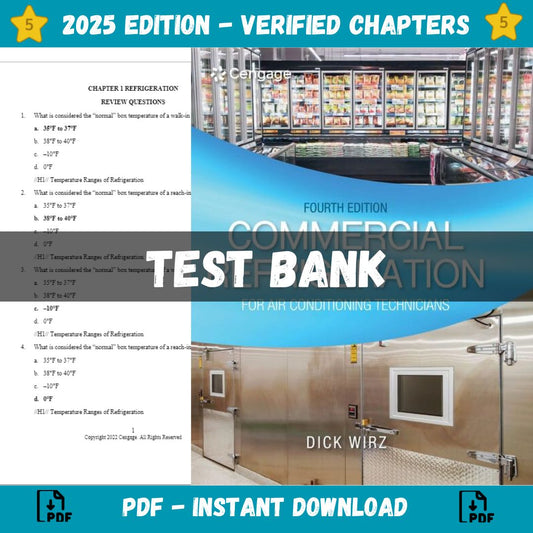 Test bank – Commercial Refrigeration for Air Conditioning Technicians 4th Edition (Dick Wirz, 2021)-Socratu