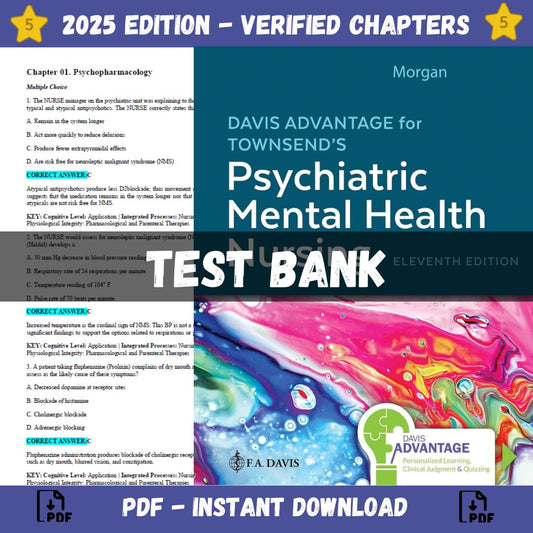 Test bank – Davis Advantage for Townsend’s Psychiatric Mental Health Nursing, 11th Edition (Karyn I. Morgan, 2023)-Socratu