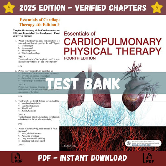 Test bank – Essentials of Cardiopulmonary Physical Therapy 4th Edition (Ellen Hillegass, 2016)-Socratu