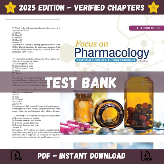 Test bank – Focus on Pharmacology Essentials for Health Professionals 3rd Edition (Moini, 2017)-Socratu