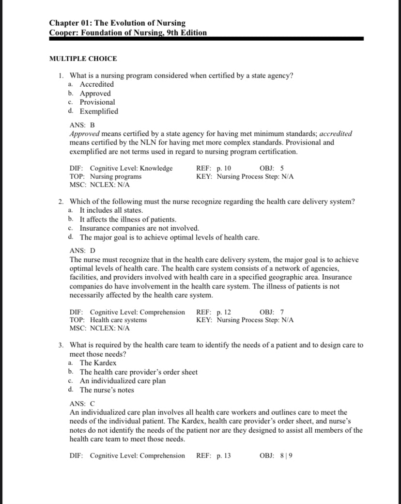 Test bank Foundation of Nursing, 9th Edition by Cooper-Socratu