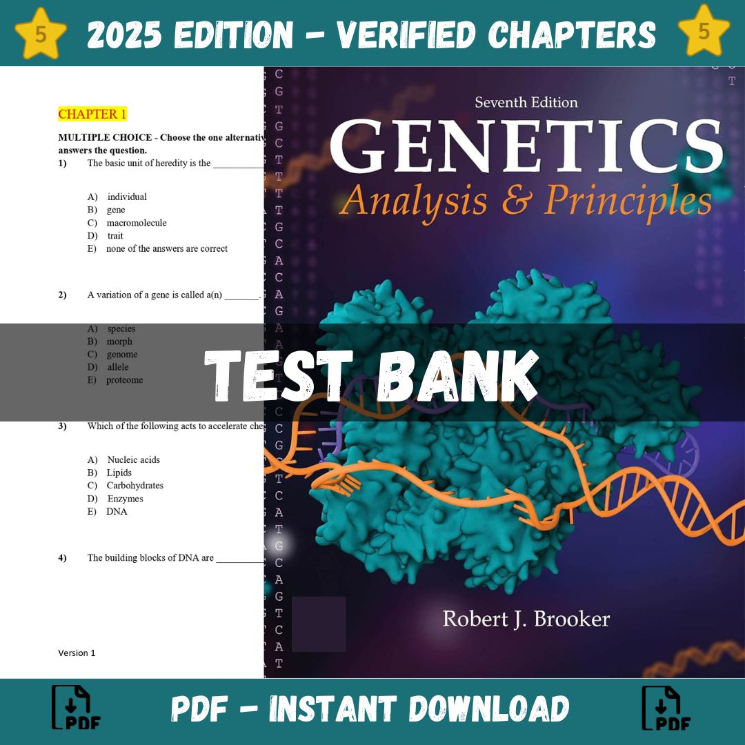 Test bank – Genetics Analysis and Principles 7th Edition (Brooker, 2020)-Socratu