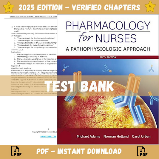 Test bank – Pharmacology for Nurses A Pathophysiologic Approach 6th Edition (Adams, 2019)-Socratu