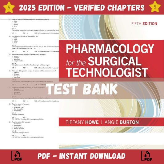 Test bank – Pharmacology for the Surgical Technologist 5th Edition (Howe, 2020)-Socratu
