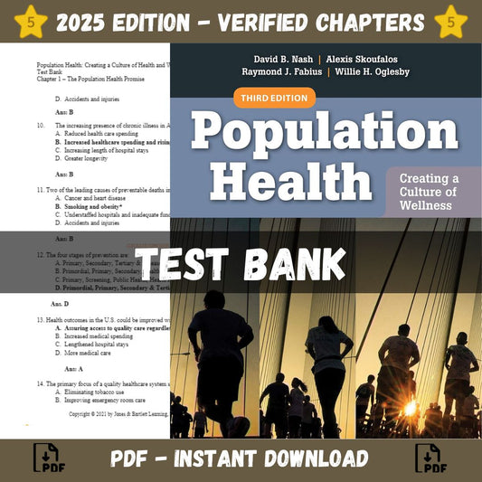 Test bank – Population Health Creating a Culture of Wellness 3rd Edition (Fabius, 2020)-Socratu