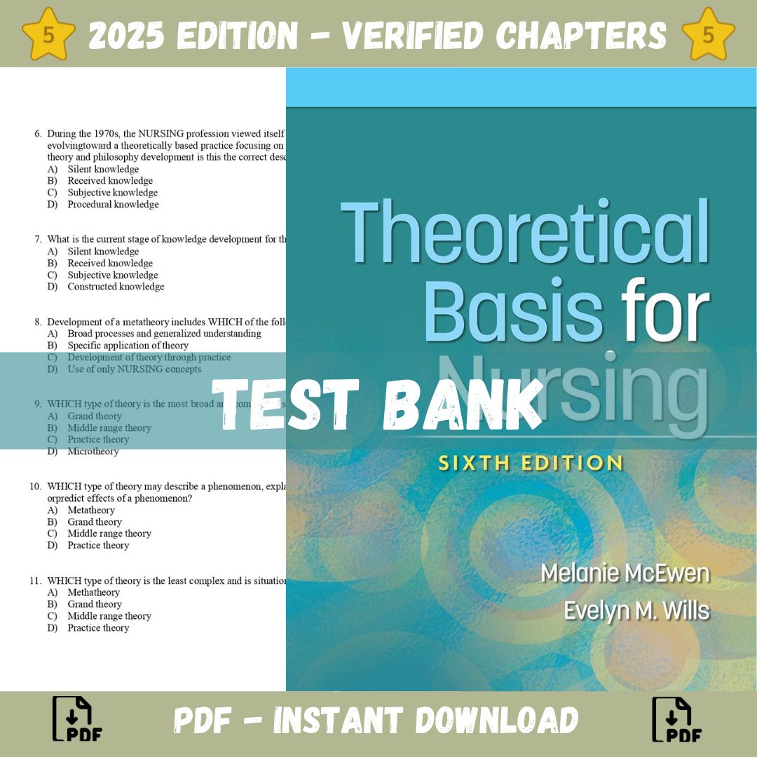 Test bank – Theoretical Basis for Nursing, 6th American Edition (McEwen, 2023)-Socratu