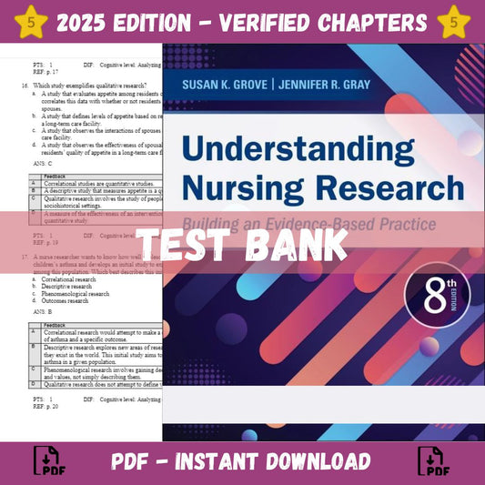Test bank – Understanding Nursing Research Building an Evidence-Based Practice 8th Edition (Grove, 2023)-Socratu